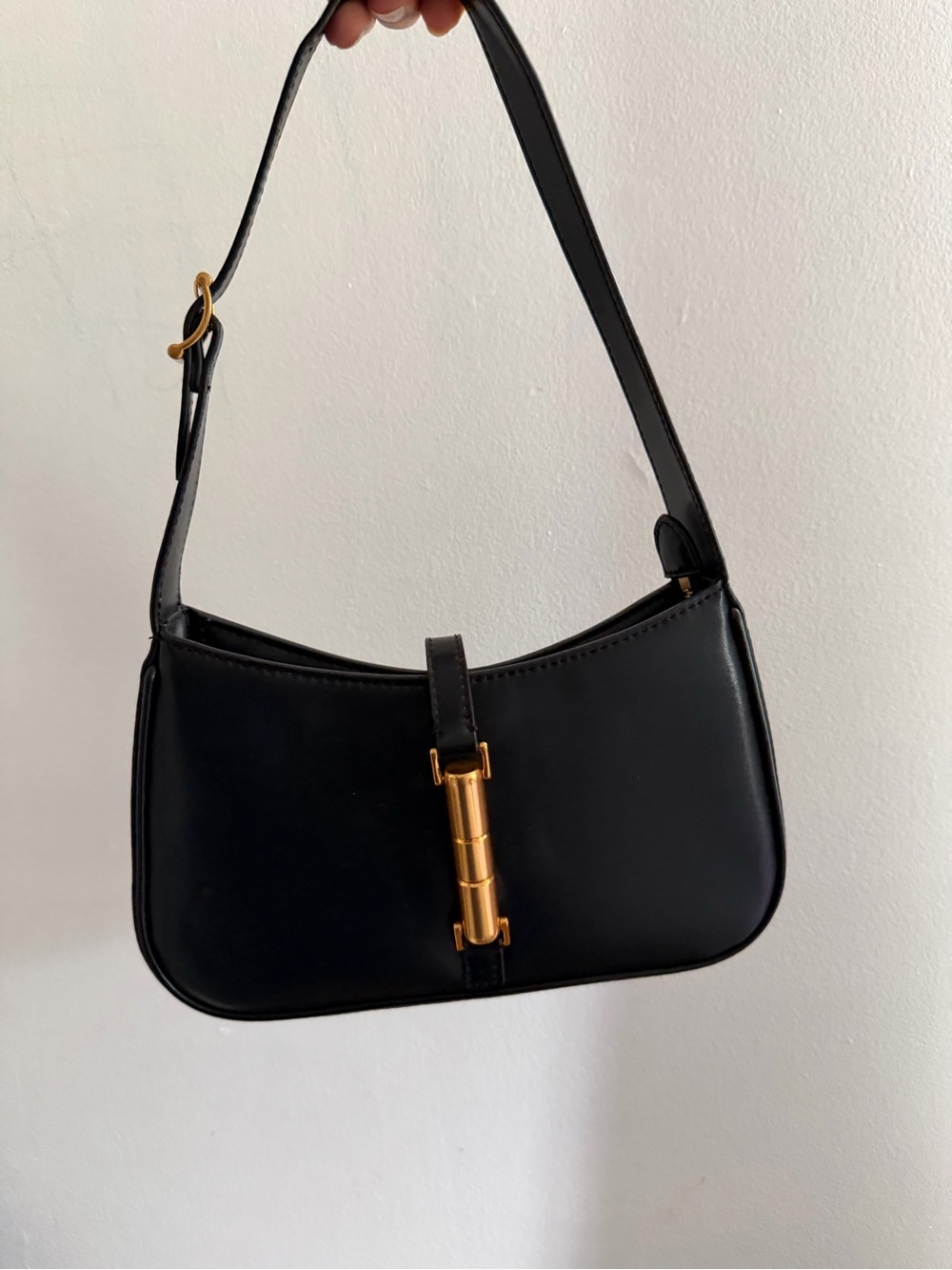 Charles & Keith Black Shoulder Bag with Gold Accent